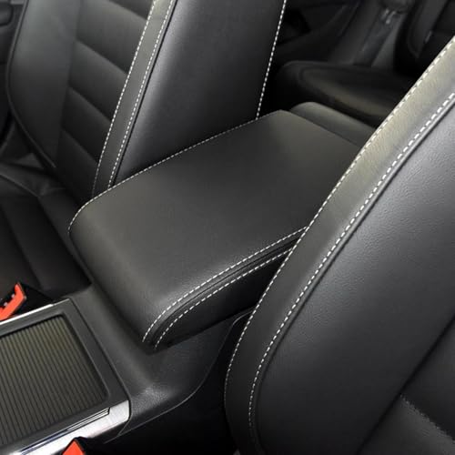 CLFJWZ Zubehör die Mittelkonsole Auto Armlehne Box Schutzhülle Leder Mittelarmlehne Konsole Abdeckung Für VW Für Tiguan L 2017 2018 2019(Titanium-Thread) von CLFJWZ