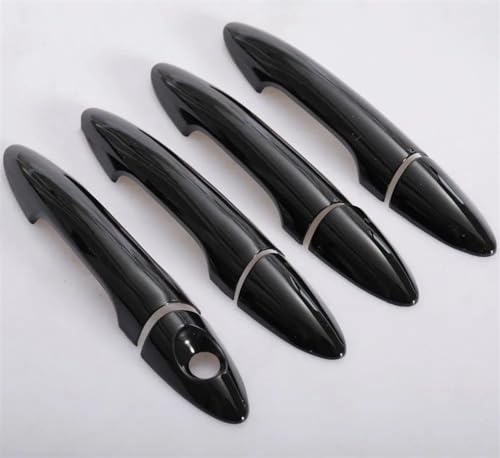 Für Kia Für Rio 3 K2 2011 2012 2013-2016 Glänzend Schwarz Carbon Fiber Auto Türgriff Abdeckung Dekor Trim Aufkleber Außenverkleidung(Black 0 button) von CLFJWZ