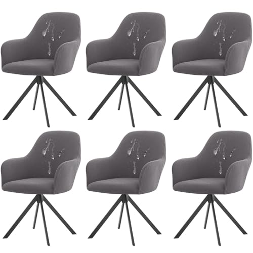 CLGTY 1/2/4/6pcs Stretch Wasserdicht Stuhlhussen Mit Armlehne, Abnehmbare Office Chair Slipcovers Mit Armlehnen Waschbar Modern Möbelschoner Für Buffetparty Dekorative-dunkelgrau-6 Stück von CLGTY