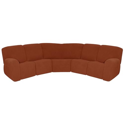 CLGTY 7 Pcs L Form Sesselschoner Für Relaxsessel, Weich Spandex Sofabezug L Form Mit Seitentaschen Sofahusse Waschbar Für Wohnzimmer Katze Hund-Orange-5 Sitzer CLGTY 7 Pcs L Form Sesselschoner Für Relaxsessel, Weich Spandex Sofabezug L Form Mit Seitentaschen Sofahusse Waschbar Für Wohnzimmer Katze Hund-Orange-5 Sitzer von CLGTY