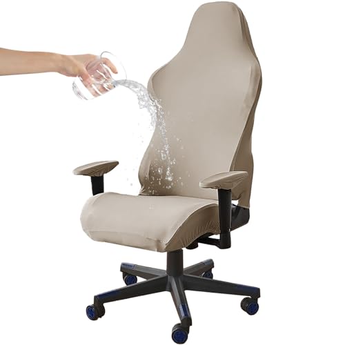 CLGTY Gaming Stuhl Bezug, Wasserdicht Ergonomisch Gaming Stuhlhussen Mit Armlehnenbezüge Dehnbar Kratzfest Gamingstuhl Bezüge Waschbar Für Bürostuhl Computer Schreibtischstuhl-Khaki-4pc von CLGTY
