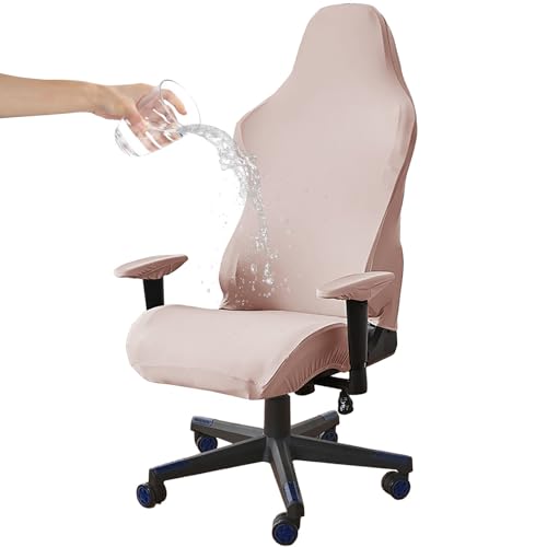 CLGTY Gaming Stuhl Bezug, Wasserdicht Ergonomisch Gaming Stuhlhussen Mit Armlehnenbezüge Dehnbar Kratzfest Gamingstuhl Bezüge Waschbar Für Bürostuhl Computer Schreibtischstuhl-rosa-4pc von CLGTY