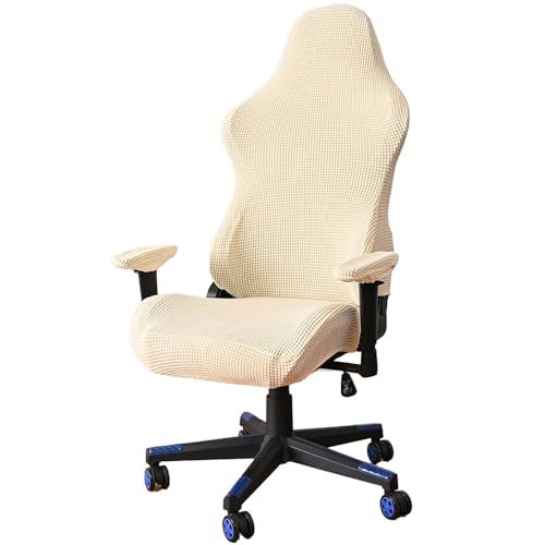 CLGTY Gaming Stuhl Bezug Elastische, Weich Spandex Gaming Stuhlhussen Für Katze Kratzfest Gamingstuhl Bezüge Abnehmbar Waschbar Für Büro-Beige-4pc von CLGTY