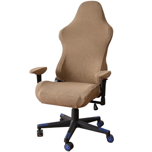 CLGTY Gaming Stuhl Bezug Elastische, Weich Spandex Gaming Stuhlhussen Für Katze Kratzfest Gamingstuhl Bezüge Abnehmbar Waschbar Für Büro-Kamel-4pc von CLGTY