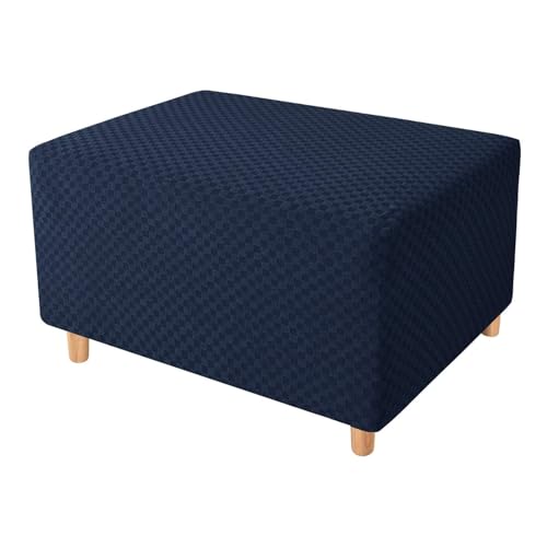 CLGTY Ottomane Schonbezug Stretch, Rechteckig Hockerbezug Jacquard Weich Bezug Für Ottomane Antirutsch Waschbar Sofahusse Für Wohnzimmer-Navy-X-Large von CLGTY