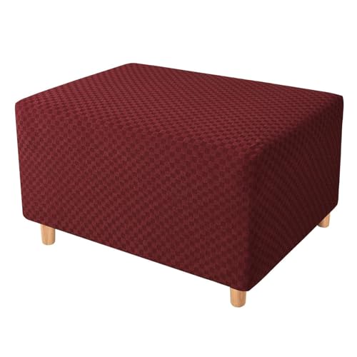 CLGTY Ottomane Schonbezug Stretch, Rechteckig Hockerbezug Jacquard Weich Bezug Für Ottomane Antirutsch Waschbar Sofahusse Für Wohnzimmer-Wine red-Medium von CLGTY