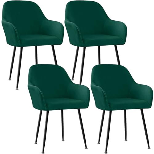 CLGTY Samt Stuhlhussen Mit Armlehne, Stretch Hussen Für Stühle Mit Armlehnen Stuhlhussen Abnehmbarer Stuhlbezug Für Esszimmer Schminktisch Stuhl Küchenstühle-dunkelgrün-4 Stück von CLGTY