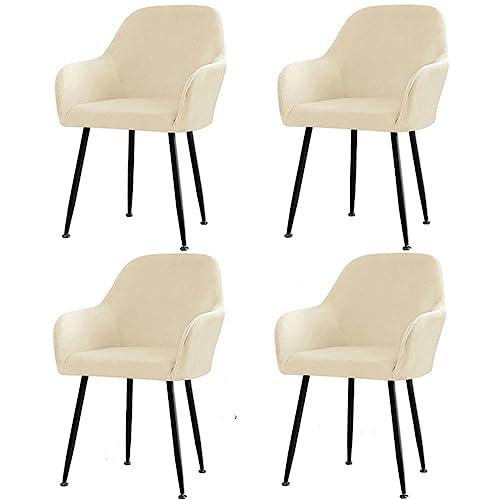 CLGTY Samt Stuhlhussen Mit Armlehne Moderne, Weich Abnehmbar Stuhlhussen Moderne Hussen Für Stühle Für Esszimmer-Beige-4 Stück von CLGTY