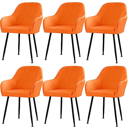 CLGTY Samt Stuhlhussen Mit Armlehne Moderne, Weich Abnehmbar Stuhlhussen Moderne Hussen Für Stühle Für Esszimmer-Orange-B-6 Stück von CLGTY