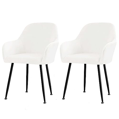 CLGTY Samt Stuhlhussen Mit Armlehne Moderne, Weich Abnehmbar Stuhlhussen Moderne Hussen Für Stühle Für Esszimmer-Weiß-2 Stück von CLGTY