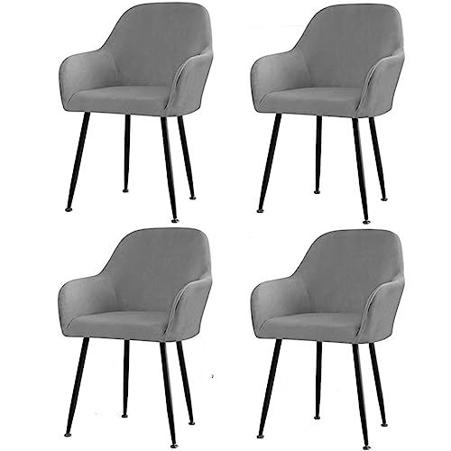 CLGTY Samt Stuhlhussen Mit Armlehne Moderne, Weich Abnehmbar Stuhlhussen Moderne Hussen Für Stühle Für Esszimmer-grau-A-4 Stück von CLGTY