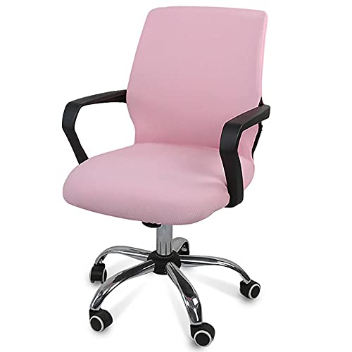 CLGTY Stretch Schwenkbare Bürostuhl Bezug, Abnehmbar Computerstuhl Bezug Antirutsch Jacquard Stoff Boss Sesselbezug Stuhlhussen-Rosa-Small von CLGTY