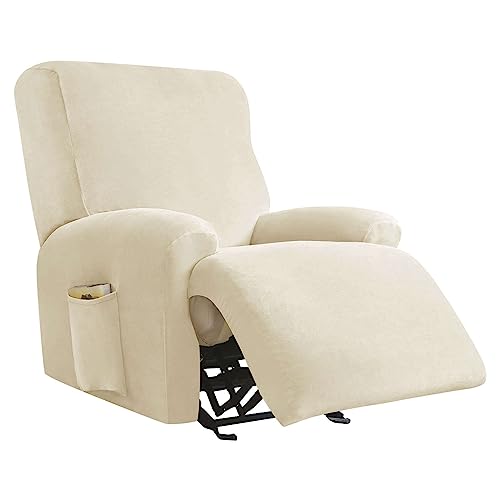 CLGTY Stretch Sesselschoner Für Fernsehsessel 4-Stück, Weich Samt überzug Für Relaxsessel Antirutsch Mit Tasche Sesselbezug Möbelschutz-Beige-sehsessel CLGTY Stretch Sesselschoner Für Fernsehsessel 4-Stück, Weich Samt überzug Für Relaxsessel Antirutsch Mit Tasche Sesselbezug Möbelschutz-Beige-sehsessel von CLGTY