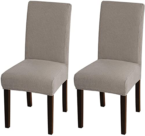 CLGTY Stretch Stuhlhussen, Stretch Jacquard Stoff Abnehmbar Stuhlbezug Sitzbezüge, Stuhlhussen Für Esszimmer, Hotel, Zeremonie-Taupe-2er Set von CLGTY