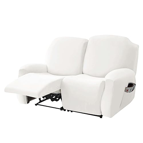 CLGTY Stretch sesselschoner für fernsehsessel 2sitzer 6-Stück, Weich Samt überzug für relaxsessel Antirutsch mit Tasche Sesselbezug Möbelschutz-Weiß-2sitzer CLGTY Stretch sesselschoner für fernsehsessel 2sitzer 6-Stück, Weich Samt überzug für relaxsessel Antirutsch mit Tasche Sesselbezug Möbelschutz-Weiß-2sitzer von CLGTY