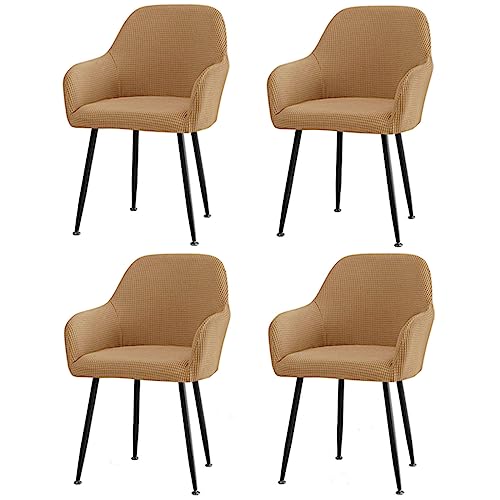 CLGTY Stuhlhussen Mit Armlehne Stretch, Weich Stuhlhussen Abnehmbar Bürostuhl Bezug Waschbar Hussen Für Stühle Für Esszimmer-Kamel-4 Stück von CLGTY