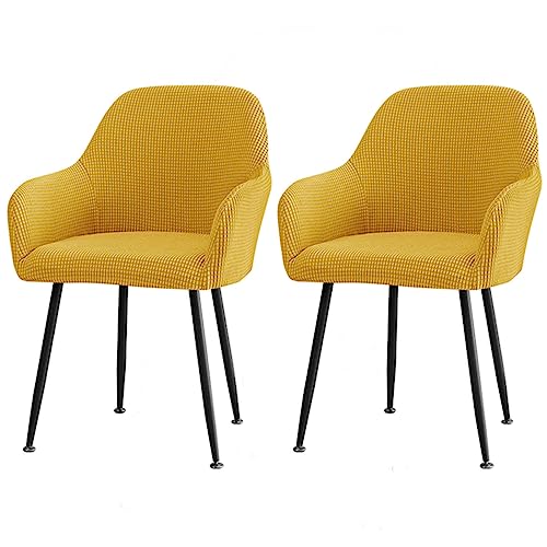 CLGTY Stuhlhussen Mit Armlehne Stretch, Weich Stuhlhussen Abnehmbar Bürostuhl Bezug Waschbar Hussen Für Stühle Für Esszimmer-gelb-2 Stück von CLGTY