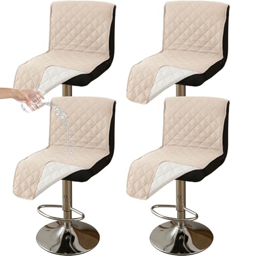 CLGTY Wasserdicht Barhocker Bezug Mit Rückenlehne, 4 Stück rutschfest Stuhlhussen Barhocker Für Katze Fleckschutz Waschbar Stuhlbezug Mit Schnalle Für Bar Esszimmer-Beige-4pc von CLGTY