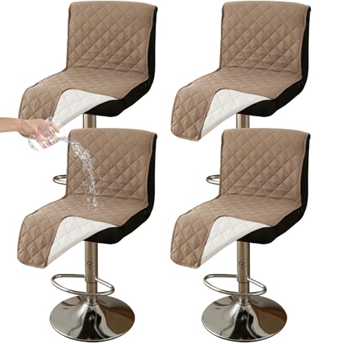CLGTY Wasserdicht Barhocker Bezug Mit Rückenlehne, 4 Stück rutschfest Stuhlhussen Barhocker Für Katze Fleckschutz Waschbar Stuhlbezug Mit Schnalle Für Bar Esszimmer-Braun B-4pc von CLGTY