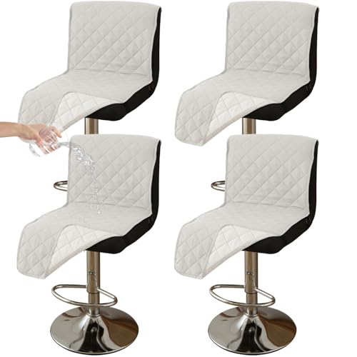 CLGTY Wasserdicht Barhocker Bezug Mit Rückenlehne, 4 Stück rutschfest Stuhlhussen Barhocker Für Katze Fleckschutz Waschbar Stuhlbezug Mit Schnalle Für Bar Esszimmer-Creme-4pc von CLGTY