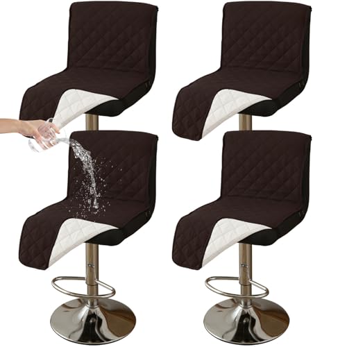 CLGTY Wasserdicht Barhocker Bezug Mit Rückenlehne, 4 Stück rutschfest Stuhlhussen Barhocker Für Katze Fleckschutz Waschbar Stuhlbezug Mit Schnalle Für Bar Esszimmer-Dunkelbraun A-4pc CLGTY Wasserdicht Barhocker Bezug Mit Rückenlehne, 4 Stück rutschfest Stuhlhussen Barhocker Für Katze Fleckschutz Waschbar Stuhlbezug Mit Schnalle Für Bar Esszimmer-Dunkelbraun A-4pc von CLGTY