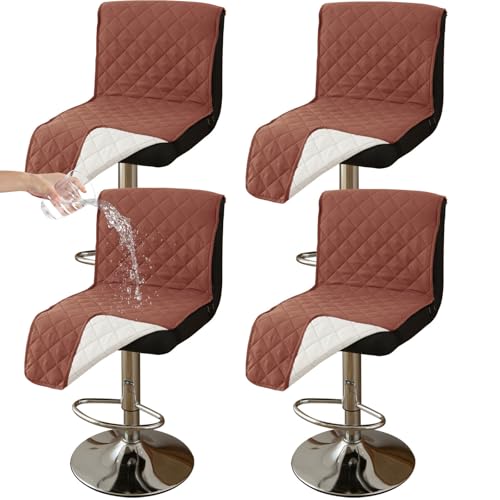 CLGTY Wasserdicht Barhocker Bezug Mit Rückenlehne, 4 Stück rutschfest Stuhlhussen Barhocker Für Katze Fleckschutz Waschbar Stuhlbezug Mit Schnalle Für Bar Esszimmer-Kaffee B-4pc von CLGTY