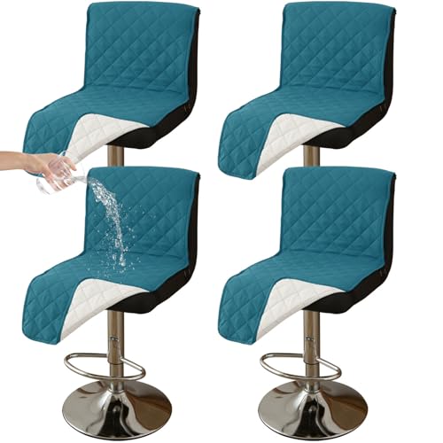 CLGTY Wasserdicht Barhocker Bezug Mit Rückenlehne, 4 Stück rutschfest Stuhlhussen Barhocker Für Katze Fleckschutz Waschbar Stuhlbezug Mit Schnalle Für Bar Esszimmer-Türkisblau-4pc von CLGTY