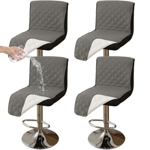 CLGTY Wasserdicht Barhocker Bezug Mit Rückenlehne, 4 Stück rutschfest Stuhlhussen Barhocker Für Katze Fleckschutz Waschbar Stuhlbezug Mit Schnalle Für Bar Esszimmer-grau A-4pc von CLGTY