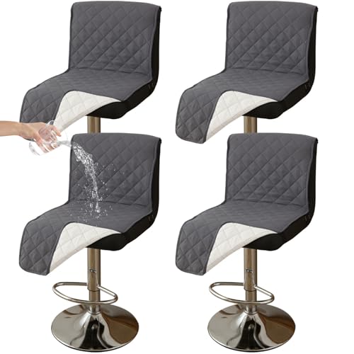 CLGTY Wasserdicht Barhocker Bezug Mit Rückenlehne, 4 Stück rutschfest Stuhlhussen Barhocker Für Katze Fleckschutz Waschbar Stuhlbezug Mit Schnalle Für Bar Esszimmer-grau B-4pc von CLGTY