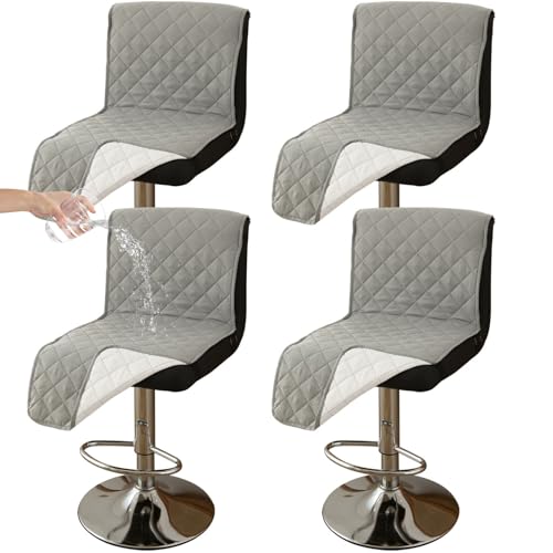 CLGTY Wasserdicht Barhocker Bezug Mit Rückenlehne, 4 Stück rutschfest Stuhlhussen Barhocker Für Katze Fleckschutz Waschbar Stuhlbezug Mit Schnalle Für Bar Esszimmer-hellgrau-4pc von CLGTY