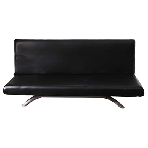 CLGTY Wasserdicht Futon Sofabezug Stretch, PU Leder Sofabezug Schlafsofa Ohne Armlehne Falten Antirutsch Sofahusse Für Wohnzimmer-schwarz-180cm(70.9in) von CLGTY