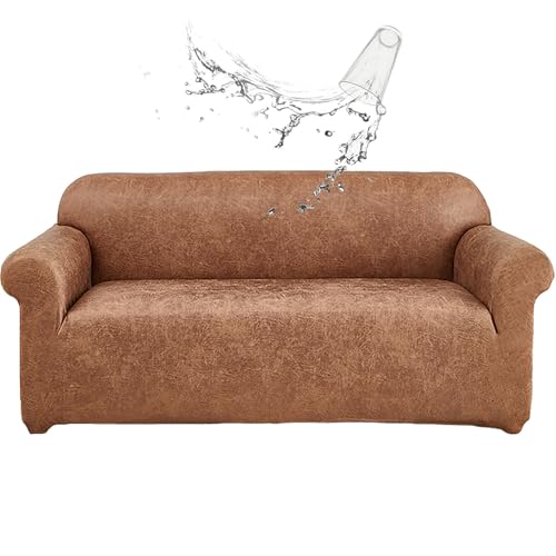 CLGTY Wasserdicht Sofa überzug 3 Sitzer, PU Leder Sofabezug 1 Stück Couch überzug Mit Elastischem Boden Waschbar Sofahusse Für Katze Hund-Khaki-3 Sitzer CLGTY Wasserdicht Sofa überzug 3 Sitzer, PU Leder Sofabezug 1 Stück Couch überzug Mit Elastischem Boden Waschbar Sofahusse Für Katze Hund-Khaki-3 Sitzer von CLGTY