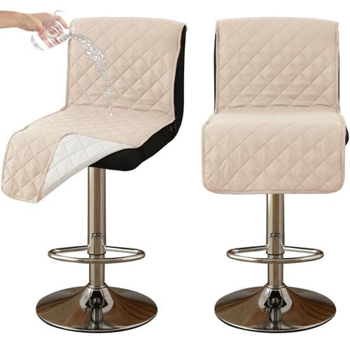 CLGTY Wasserdicht barhocker bezug mit Rückenlehne, 2 Stück rutschfest stuhlhussen barhocker für Katze Fleckschutz waschbar Stuhlbezug mit Schnalle für Bar Esszimmer-Beige-2pc CLGTY Wasserdicht barhocker bezug mit Rückenlehne, 2 Stück rutschfest stuhlhussen barhocker für Katze Fleckschutz waschbar Stuhlbezug mit Schnalle für Bar Esszimmer-Beige-2pc von CLGTY
