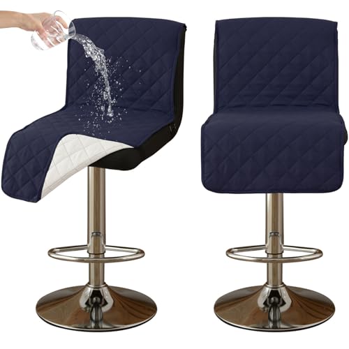 CLGTY Wasserdicht barhocker bezug mit Rückenlehne, 2 Stück rutschfest stuhlhussen barhocker für Katze Fleckschutz waschbar Stuhlbezug mit Schnalle für Bar Esszimmer-Dunkelblau-2pc CLGTY Wasserdicht barhocker bezug mit Rückenlehne, 2 Stück rutschfest stuhlhussen barhocker für Katze Fleckschutz waschbar Stuhlbezug mit Schnalle für Bar Esszimmer-Dunkelblau-2pc von CLGTY