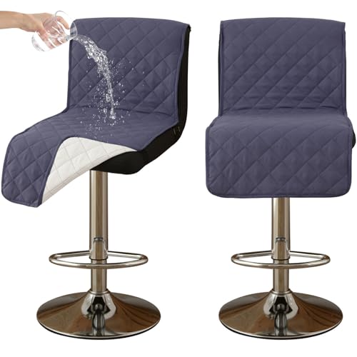 CLGTY Wasserdicht barhocker bezug mit Rückenlehne, 2 Stück rutschfest stuhlhussen barhocker für Katze Fleckschutz waschbar Stuhlbezug mit Schnalle für Bar Esszimmer-Grau C-2pc von CLGTY