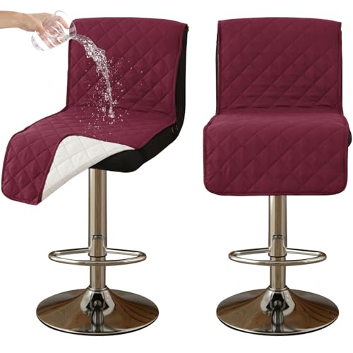 CLGTY Wasserdicht barhocker bezug mit Rückenlehne, 2 Stück rutschfest stuhlhussen barhocker für Katze Fleckschutz waschbar Stuhlbezug mit Schnalle für Bar Esszimmer-Weinrot-2pc CLGTY Wasserdicht barhocker bezug mit Rückenlehne, 2 Stück rutschfest stuhlhussen barhocker für Katze Fleckschutz waschbar Stuhlbezug mit Schnalle für Bar Esszimmer-Weinrot-2pc von CLGTY