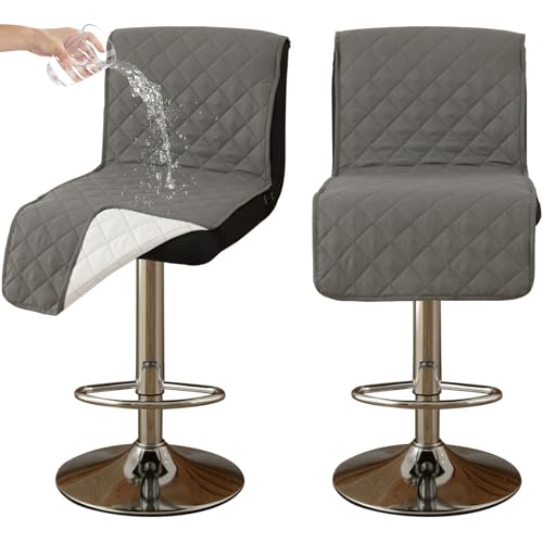 CLGTY Wasserdicht barhocker bezug mit Rückenlehne, 2 Stück rutschfest stuhlhussen barhocker für Katze Fleckschutz waschbar Stuhlbezug mit Schnalle für Bar Esszimmer-grau A-2pc von CLGTY