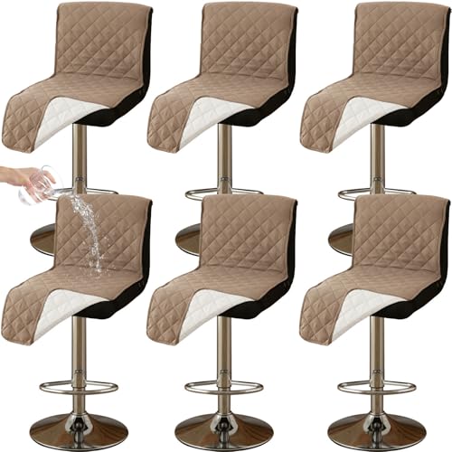 CLGTY Wasserdicht barhocker bezug mit Rückenlehne, 6 Stück rutschfest stuhlhussen barhocker für Katze Fleckschutz waschbar Stuhlbezug mit Schnalle für Bar Esszimmer-Braun B-6pc CLGTY Wasserdicht barhocker bezug mit Rückenlehne, 6 Stück rutschfest stuhlhussen barhocker für Katze Fleckschutz waschbar Stuhlbezug mit Schnalle für Bar Esszimmer-Braun B-6pc von CLGTY