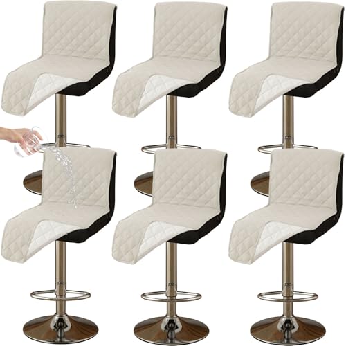 CLGTY Wasserdicht barhocker bezug mit Rückenlehne, 6 Stück rutschfest stuhlhussen barhocker für Katze Fleckschutz waschbar Stuhlbezug mit Schnalle für Bar Esszimmer-Elfenbein-6pc CLGTY Wasserdicht barhocker bezug mit Rückenlehne, 6 Stück rutschfest stuhlhussen barhocker für Katze Fleckschutz waschbar Stuhlbezug mit Schnalle für Bar Esszimmer-Elfenbein-6pc von CLGTY