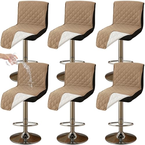 CLGTY Wasserdicht barhocker bezug mit Rückenlehne, 6 Stück rutschfest stuhlhussen barhocker für Katze Fleckschutz waschbar Stuhlbezug mit Schnalle für Bar Esszimmer-Kamel-6pc CLGTY Wasserdicht barhocker bezug mit Rückenlehne, 6 Stück rutschfest stuhlhussen barhocker für Katze Fleckschutz waschbar Stuhlbezug mit Schnalle für Bar Esszimmer-Kamel-6pc von CLGTY