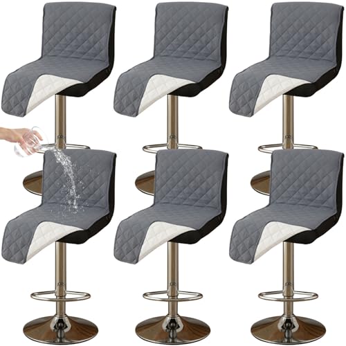 CLGTY Wasserdicht barhocker bezug mit Rückenlehne, 6 Stück rutschfest stuhlhussen barhocker für Katze Fleckschutz waschbar Stuhlbezug mit Schnalle für Bar Esszimmer-dunkelgrau-6pc CLGTY Wasserdicht barhocker bezug mit Rückenlehne, 6 Stück rutschfest stuhlhussen barhocker für Katze Fleckschutz waschbar Stuhlbezug mit Schnalle für Bar Esszimmer-dunkelgrau-6pc von CLGTY