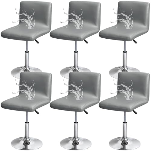 CLGTY wasserdicht barhocker bezug 6 Stück, PULeder stuhlhussen barhocker mit Rückenlehne ölbeständig Stuhlbezug waschbar für Kurze Hockerstühle-dunkelgrau-6 Stück CLGTY wasserdicht barhocker bezug 6 Stück, PULeder stuhlhussen barhocker mit Rückenlehne ölbeständig Stuhlbezug waschbar für Kurze Hockerstühle-dunkelgrau-6 Stück von CLGTY