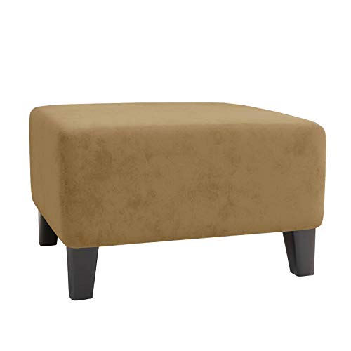 Samt Hockerbezug, Stretch Hocker Bezug Rechteckiger Ottoman Covers Elastische Bezug Für Fußhocker Mit Elastischem Boden Maschinenwaschbar-Kamel-Groß von CLGTY