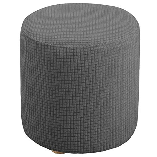 Stretch Hockerbezug, Hocker Bezug Stretch Ottoman Covers Rund Bezug Für Fußhocker Maschinenwaschbar Für Wohnzimmer Schlafzimmer-grau-Klein von CLGTY