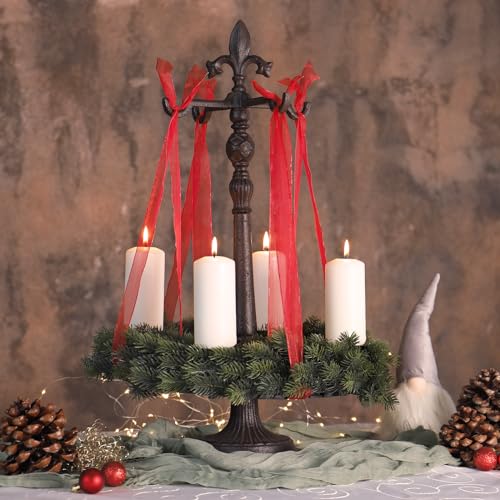 CLGarden Adventskranzständer aus Gusseisen in Antikoptik – Handgefertigter Kranzhalter für Adventskranz, Vintage Weihnachtsdeko, Robuster Stand für Kränze 30-50 cm von CLGarden