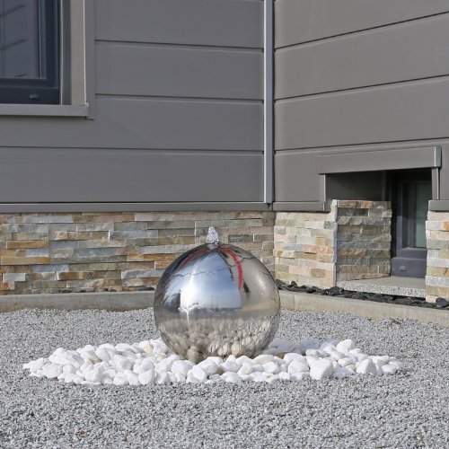 CLGarden Edelstahl Springbrunnen ESB9 poliert Kugelbrunnen Set mit LED Gartenbrunnen 20cm Kugel von CLGarden