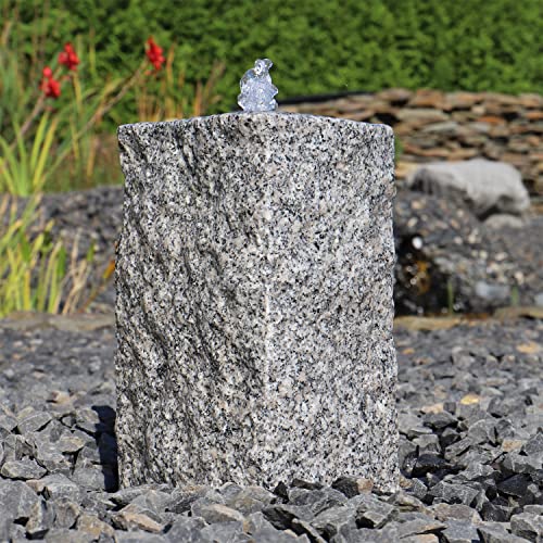 CLGarden Quellstein Brunnen GS30 klein für Garten Set Granit Säule Gartenbrunnen Vorgarten Stein Springbrunnen mit LED-Beleuchtung von CLGarden