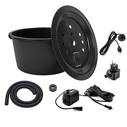 CLGarden Set Springbrunnenpumpe SP1 mit 90l Becken GFK Abdeckung PE Wasserbehälter Springbrunnenbecken Gartenbrunnen DIY LED Beleuchtung 12V Pumpe von CLGarden