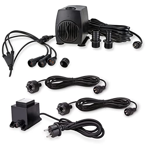 CLGarden Springbrunnen Pumpe SP2 Springbrunnenpumpe mit 2X LED Ring Beleuchtung von CLGarden