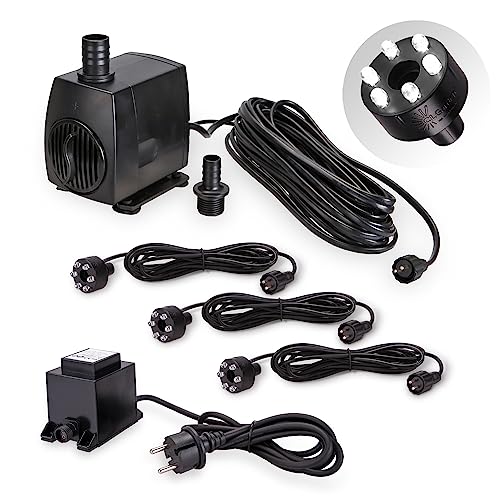 CLGarden Springbrunnen Pumpe SP3 Springbrunnenpumpe mit 3X LED Ring Beleuchtung 1300 Liter von CLGarden